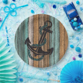 いかりオンヴィンテージ風化木板パターン ペーパープレート (パーティー)