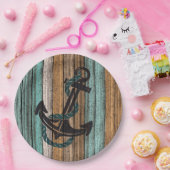 いかりオンヴィンテージ風化木板パターン ペーパープレート (パーティー)