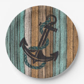 いかりオンヴィンテージ風化木板パターン ペーパープレート (正面)