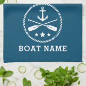 いかりオ航海のアーズスターズボート名アクアブルー キッチンタオル (折り畳み)
