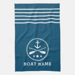 いかりオ航海のアーズスターズボート名アクアブルー キッチンタオル