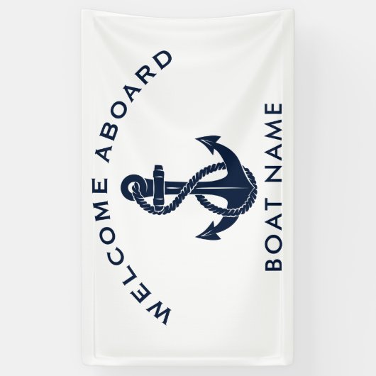 いかりカスタムウェルカムアボードネイビーブルーネームカスタム 横断幕 (縦)