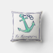 いかりカスタムネイビーグリーン航海のボートコースト クッション (正面)