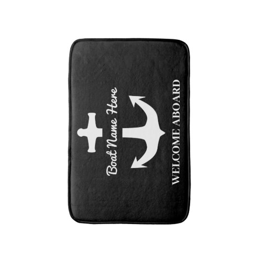 いかりカスタムブラックバスマットボートネームウェルカム バスマット (正面縦)