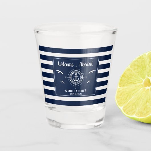 いかりカスタムボート名ウェルカムクアボードカッコいい ショットグラス (正面)