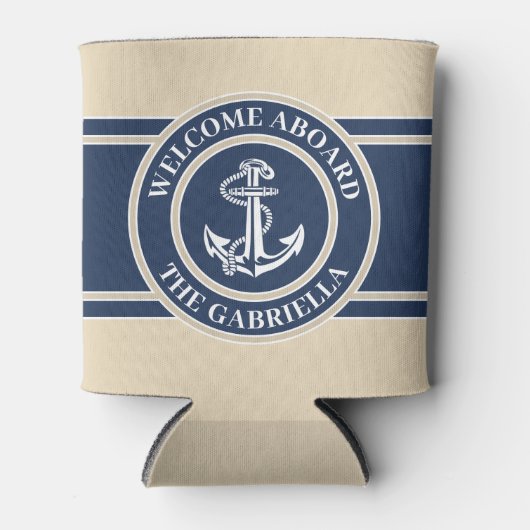 いかりカスタムボート名ホワイトボードベージュ 缶クーラー (正面)