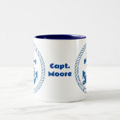 いかりカスタムロープチェーン航海のネイビーブルーギフト ツートーンマグカップ (中央)