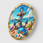 いかりカニビーチ 航海の ラージ壁時計 (傾斜)