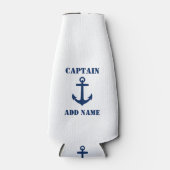 いかりキャプテン名前またはボート名Blue & White ボトルクーラー (正面)