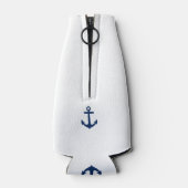 いかりキャプテン名前またはボート名Blue & White ボトルクーラー (裏面)