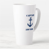 いかりクラシックキャプテンボートまたは名前2サイド大 カフェラテマグ (右アングル)