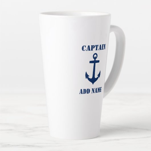 いかりクラシックキャプテンボートまたは名前2サイド大 カフェラテマグ (右アングル)