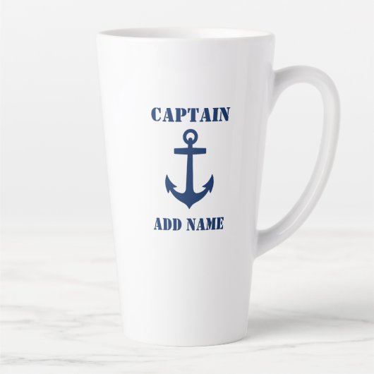 いかりクラシックキャプテンボートまたは名前2サイド大 カフェラテマグ (右)