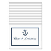 いかりグレーとネイビー航海のブルーのシーティングカード テーブルナンバー (正面)