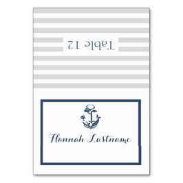 いかりグレーとネイビー航海のブルーのシーティングカード テーブルナンバー