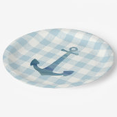 いかりサイロボー航海のトブルーギンガムチェック ペーパープレート (アングル)
