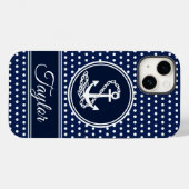 いかりシンボルマリタイムブルーとホワイト名前をカスタムする Case-Mate iPhoneケース (裏面 (横))