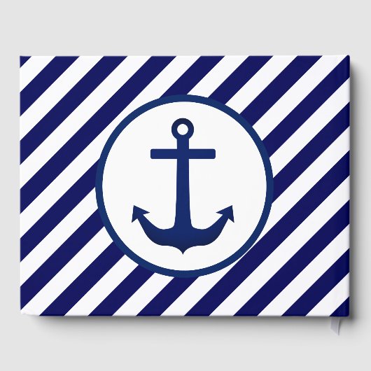 いかりスタンプと対角線のストライプカスタム ゲストブック (裏面)