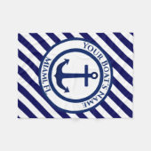 いかりスタンプと対角線のストライプカスタム フリースブランケット (正面(横))