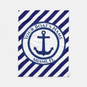 いかりスタンプと対角線のストライプカスタム フリースブランケット (正面)