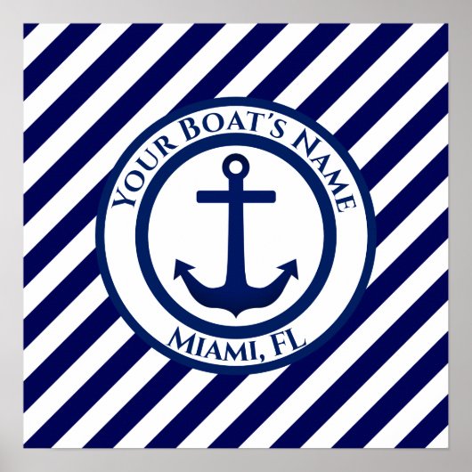 いかりスタンプと対角線のストライプカスタム ポスター (正面)