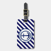 いかりスタンプと対角線のストライプカスタム ラゲッジタグ (正面縦)