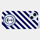 いかりスタンプと対角線のストライプカスタム Case-Mate iPhoneケース (裏面 (横))