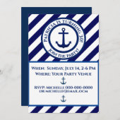 いかりスタンプ&対角ストライプ誕生日招待状 招待状 (正面/裏面)