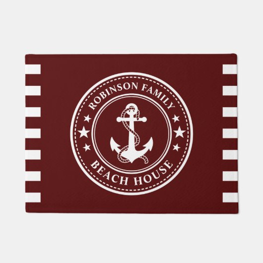 いかりスターズ航海のファミリービーチハウスレッド ドアマット (正面)