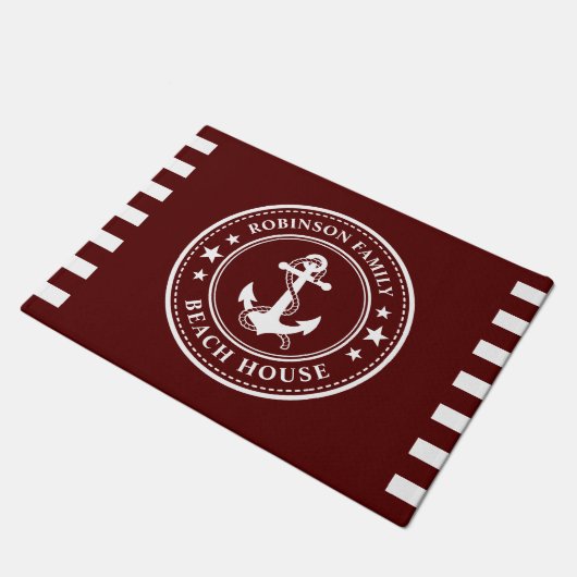 いかりスターズ航海のファミリービーチハウスレッド ドアマット (アングル)