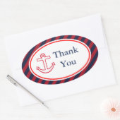 いかりストライプサンキューステッカー 楕円形シール (封筒)