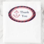 いかりストライプサンキューステッカー 楕円形シール (バッグ)