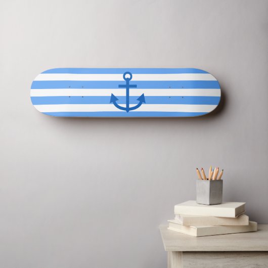 いかりストライプズブルー&ホワイト スケートボード (ウォールアート (横))