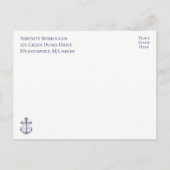 いかりセーラーネイビーブルー航海のブライダルシャワー インビテーションポストカード (裏面)