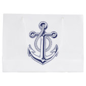 いかりセーラーネイビー航海のブ結婚ルー ラージペーパーバッグ (裏面)