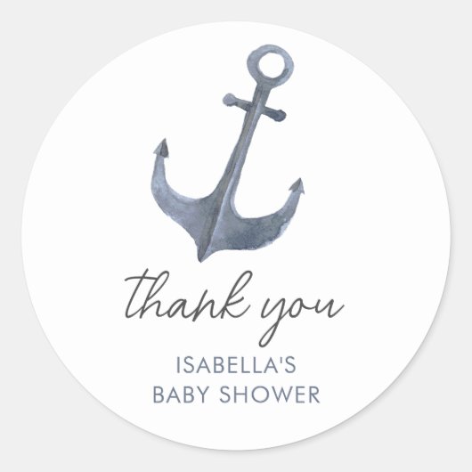 いかりセーリングテーマサンキューベイビーシャワーの好意 ラウンドシール (正面)