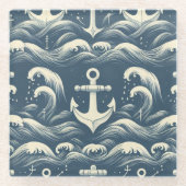 いかりダウン深い ガラスコースター (正面)