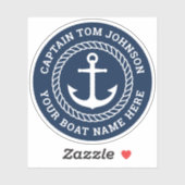 いかりダークブルー船長のボート名 シール (シート)