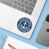 いかりダークブルー船長のボート名 シール (ノートパソコンとiPhone)