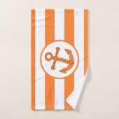 いかりデザインオレンジストライプの バスタオルセット (ハンドタオル)