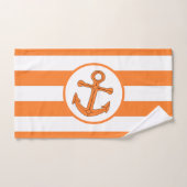 いかりデザインオレンジストライプの バスタオルセット (ハンドタオル)