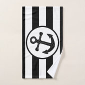 いかりデザインブラックストライプの バスタオルセット (ハンドタオル)