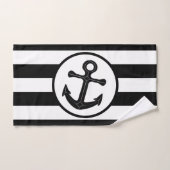 いかりデザインブラックストライプの バスタオルセット (ハンドタオル)