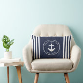 いかりネイビーブルーと白パーソナライズされた色 ランバークッション (椅子)