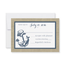 いかりネイビーブルーとBurlap応答カード