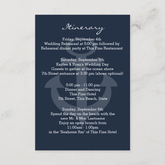 いかりネイビーブルーインディネラーリー エンクロージャーカード (正面)