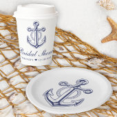 いかりネイビーブルーエレガント航海のブライダルシャワー 紙コップ