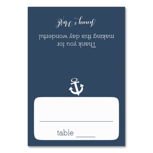 いかりネイビーブルーシーティングカード テーブルナンバー (正面)