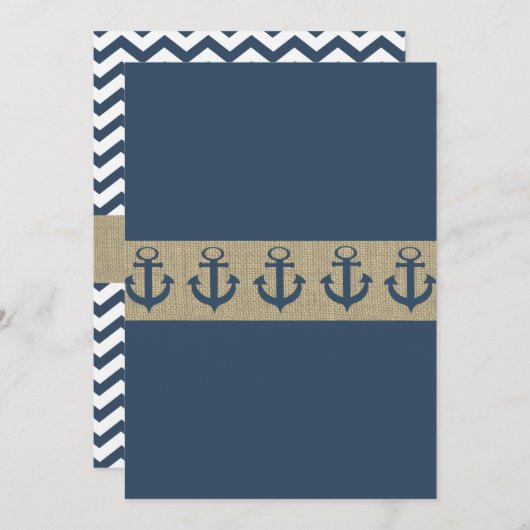 いかりネイビーブルージグザグベビーシャワー 招待状 (正面/裏面)