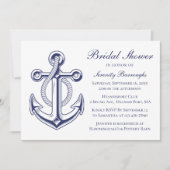 いかりネイビーブルーセーラー航海のブライダルシャワー 招待状 (正面)